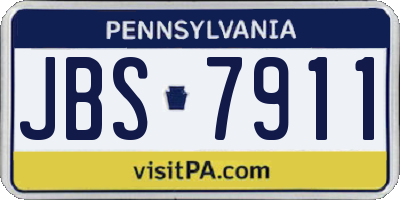 PA license plate JBS7911