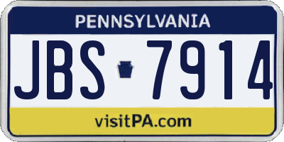 PA license plate JBS7914