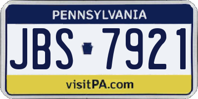 PA license plate JBS7921
