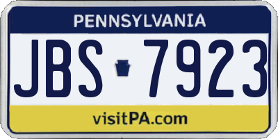 PA license plate JBS7923