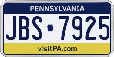 PA license plate JBS7925