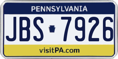 PA license plate JBS7926