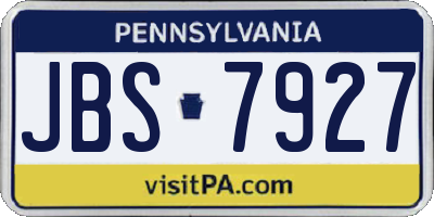 PA license plate JBS7927