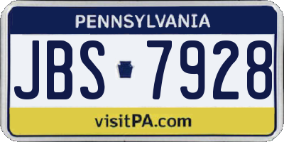 PA license plate JBS7928