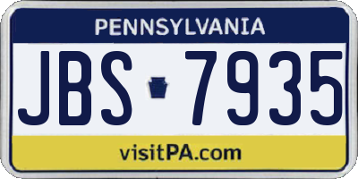 PA license plate JBS7935