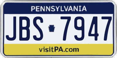 PA license plate JBS7947