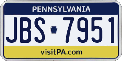 PA license plate JBS7951