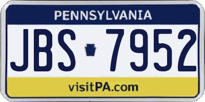 PA license plate JBS7952