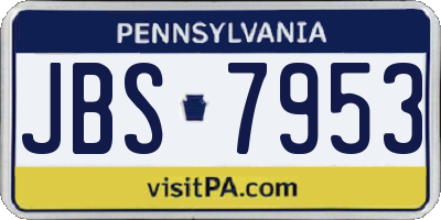 PA license plate JBS7953
