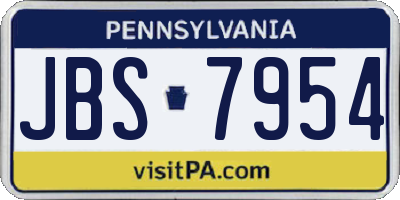 PA license plate JBS7954