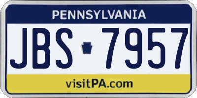 PA license plate JBS7957