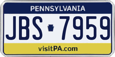 PA license plate JBS7959