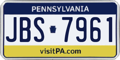 PA license plate JBS7961