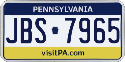 PA license plate JBS7965