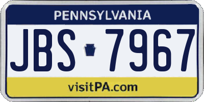 PA license plate JBS7967