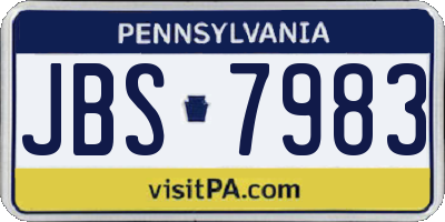 PA license plate JBS7983