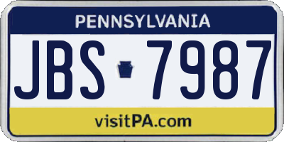 PA license plate JBS7987