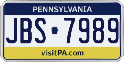 PA license plate JBS7989