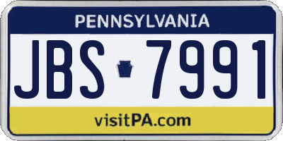 PA license plate JBS7991
