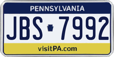 PA license plate JBS7992
