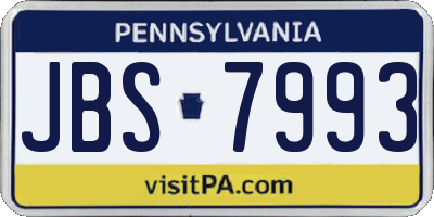 PA license plate JBS7993