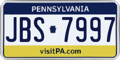 PA license plate JBS7997
