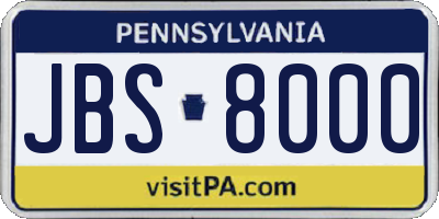 PA license plate JBS8000