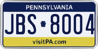 PA license plate JBS8004