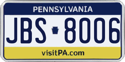 PA license plate JBS8006