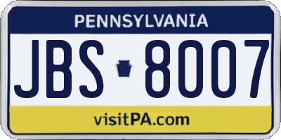 PA license plate JBS8007