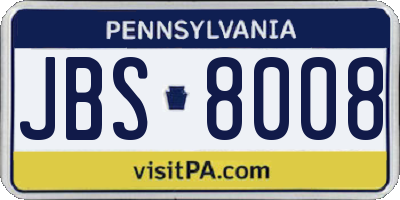PA license plate JBS8008