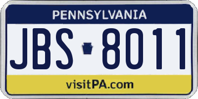PA license plate JBS8011