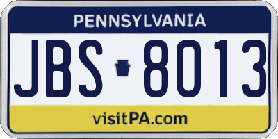 PA license plate JBS8013