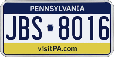 PA license plate JBS8016