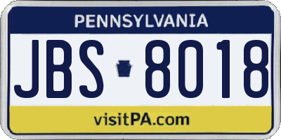 PA license plate JBS8018