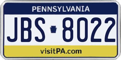 PA license plate JBS8022