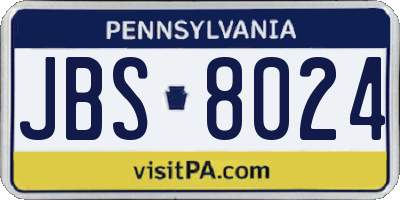 PA license plate JBS8024