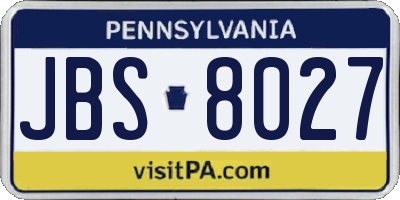 PA license plate JBS8027