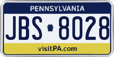 PA license plate JBS8028