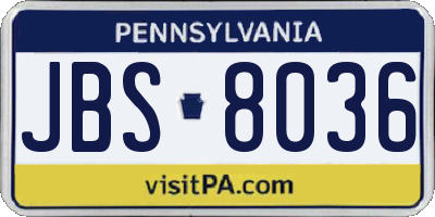 PA license plate JBS8036