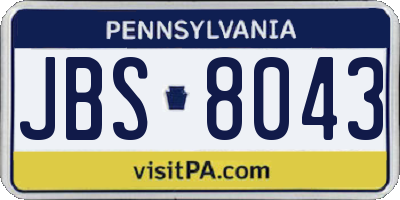 PA license plate JBS8043