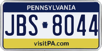 PA license plate JBS8044