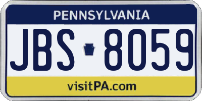 PA license plate JBS8059