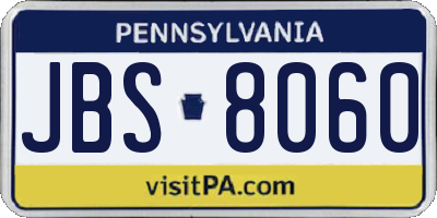 PA license plate JBS8060