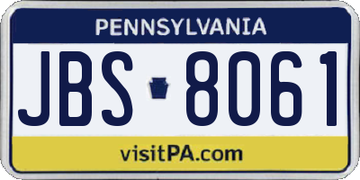 PA license plate JBS8061