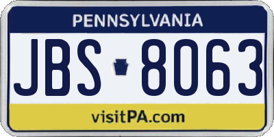 PA license plate JBS8063
