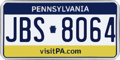PA license plate JBS8064