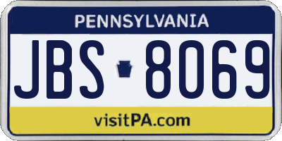 PA license plate JBS8069