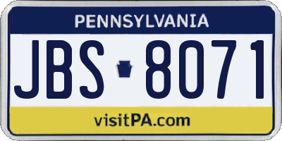PA license plate JBS8071
