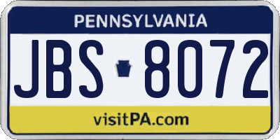 PA license plate JBS8072